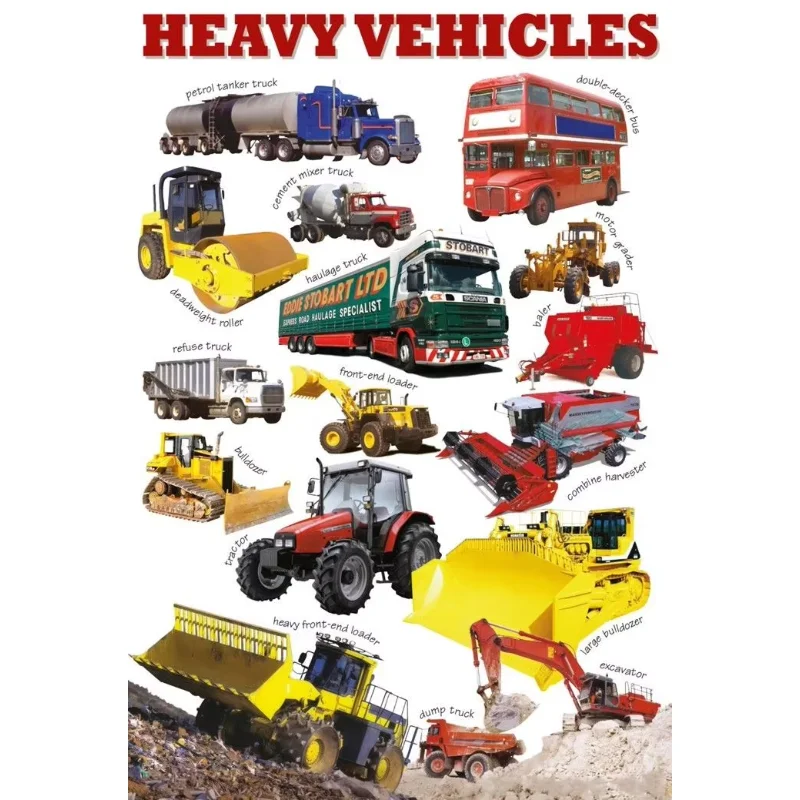 Home Decor Heavy Vehicles Ch-Silk Art Poster Wall Sticker Decoration Gift