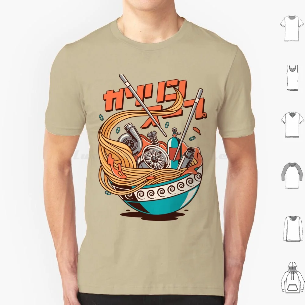 Camiseta de Algodón 6XL con Diseño de Ramen y Automóviles, Ilustración Automotriz, Diseño Automotriz, Coche