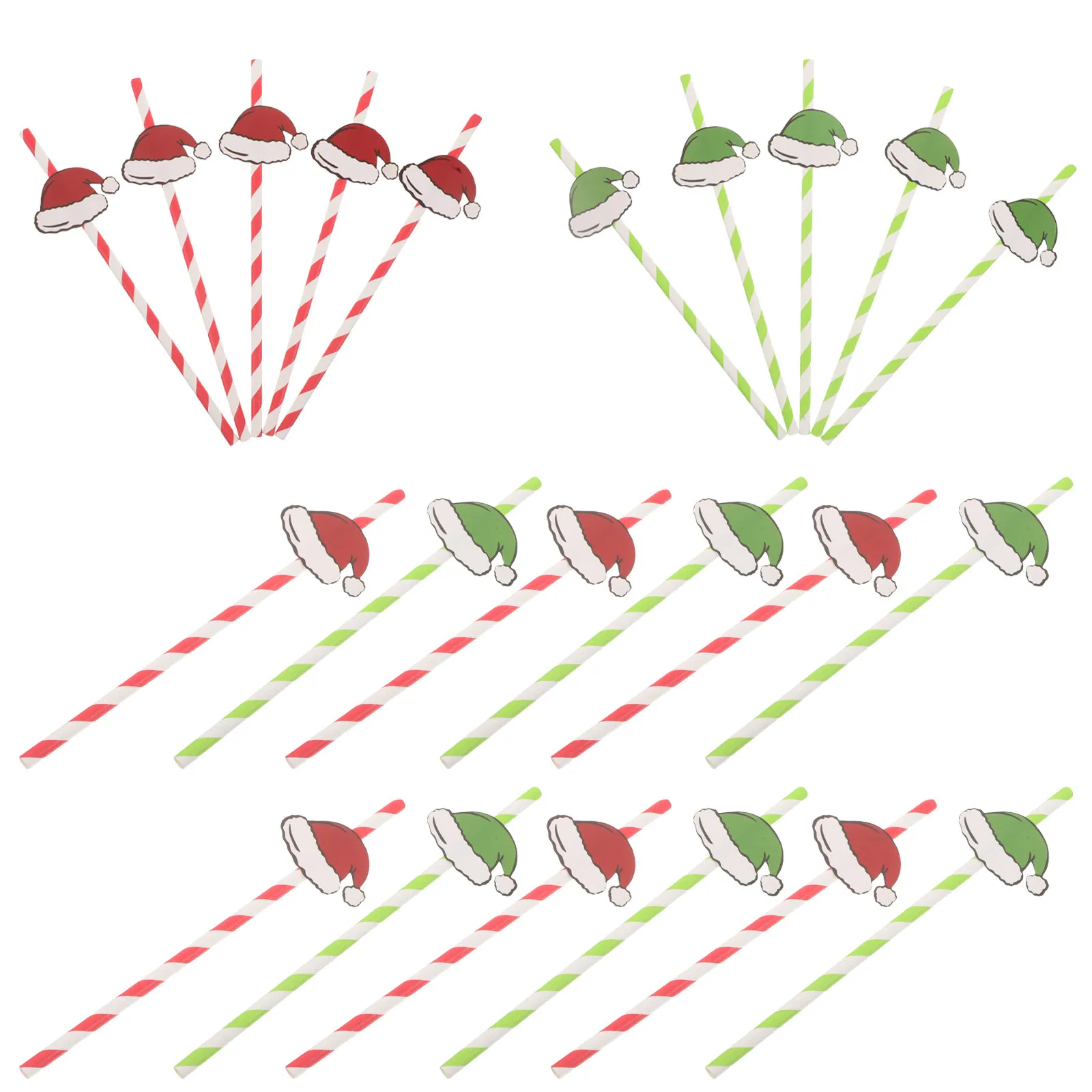 40Pcs Christmas Paper Straws Candy Cane Stripe Disposable Creative Drinking Straws Holiday Party Decorations Paper Straw