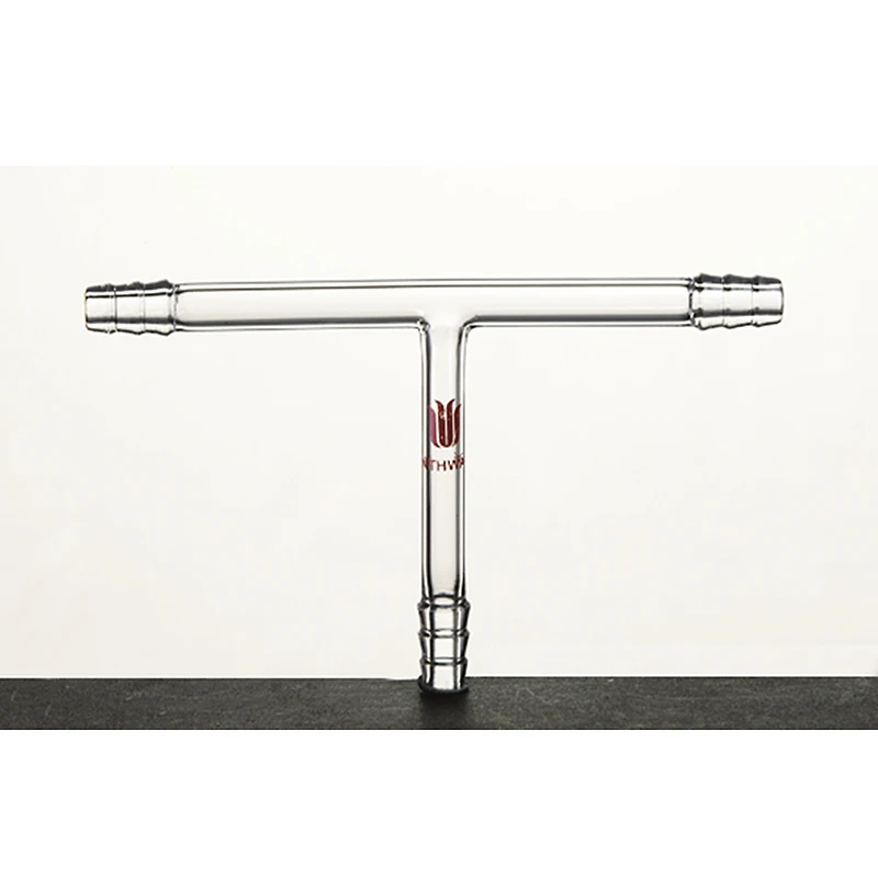 SYNTHWARE T-shaped three-way connecting pipe, T-shaped tee joint, Tube outer diameter φ8mm φ10mm, Borosilicate glass, T12