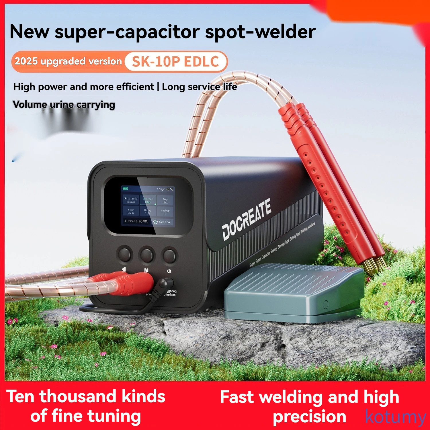 KOTUMY SK-10P Digital Spot Welder Super Farad Capacitor 18650 Battery Pulse DIY Nickel Sheet Welding Machine 110V/220V