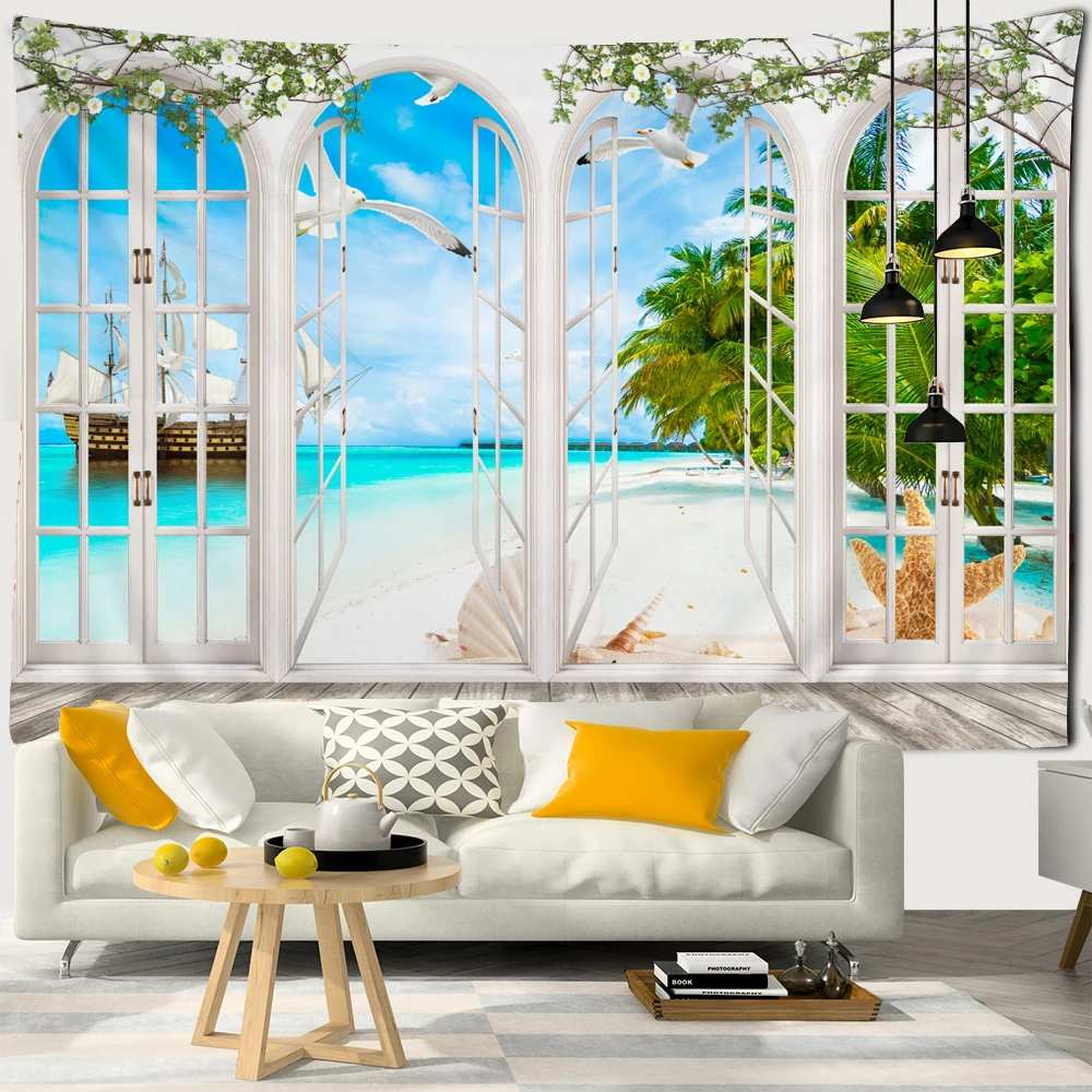Scenery Outside The Window Tapestry Big Tapestry Beautiful Natural landscape Large Wall Hanging Bohemian Tapestries Art Decor