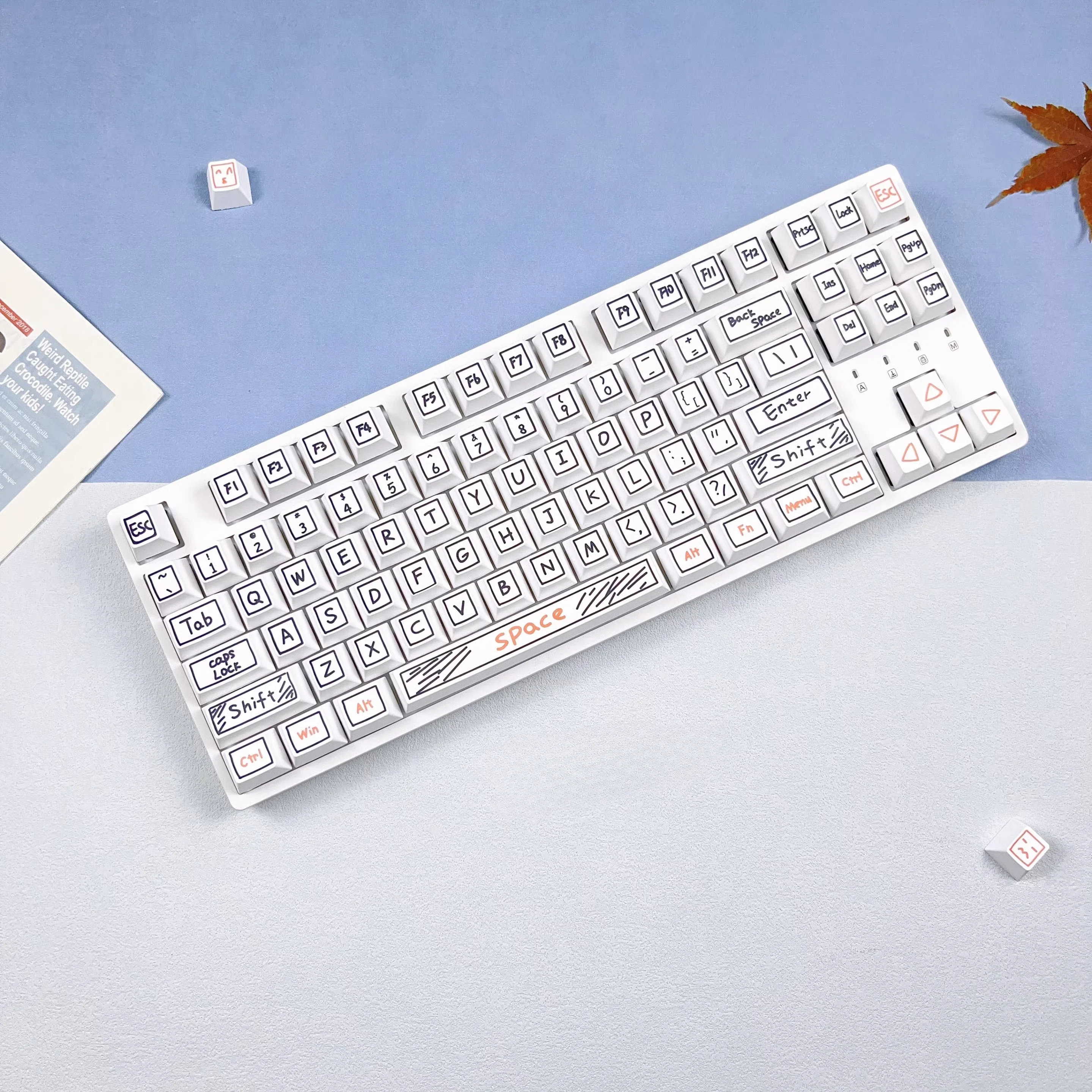 Set Keycap Lucu Grafiti Cetak Tangan untuk Keycap Keyboard Mekanis Keyboard Kustom Gaming 60% 65% 75% 95% 100% 80%