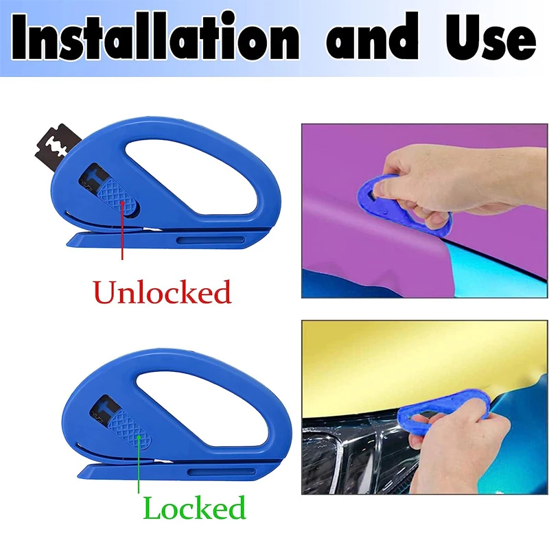 2Pcs Car Vinyl Wrap Knife Safety Cutter Carbon Fiber Vinyl Wrap Film Cutting Tool Wrapping Paper Cutter for Car Sticker