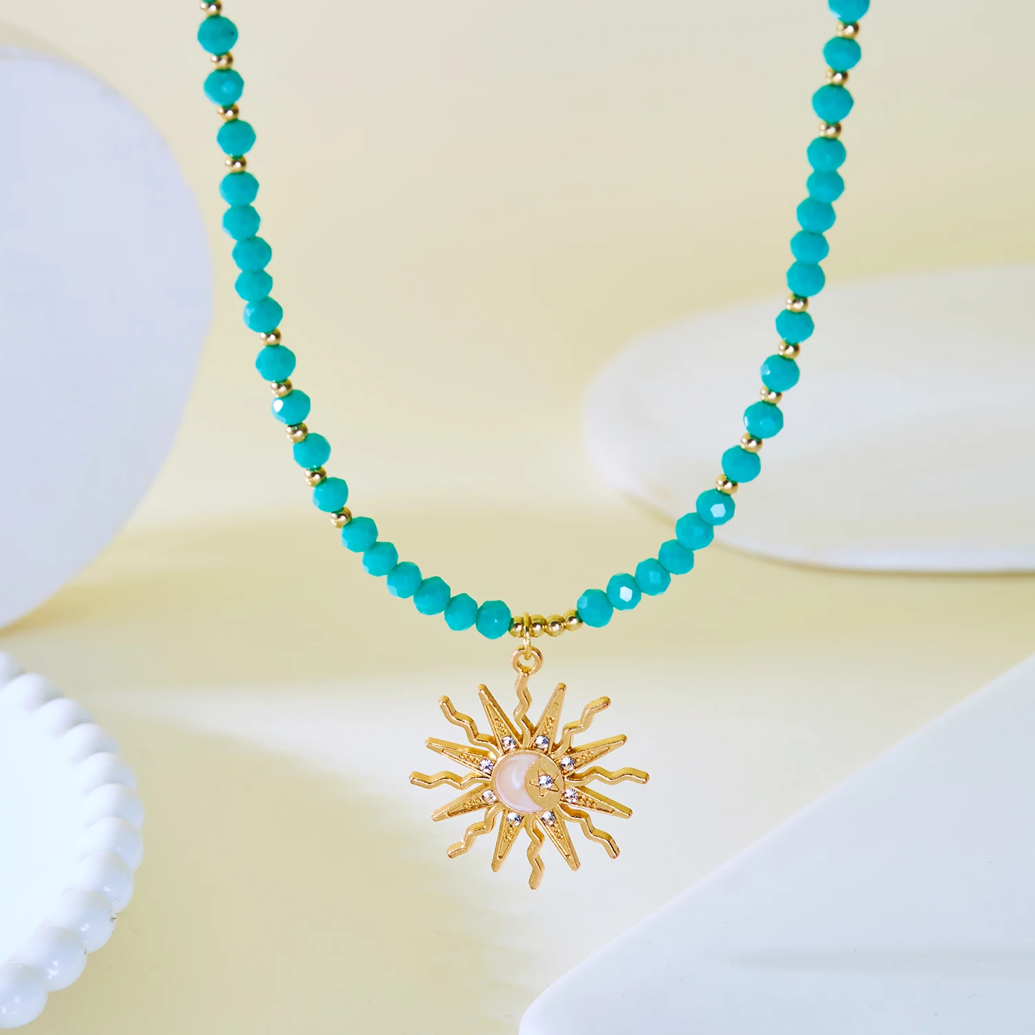 Mode Metall Sun Star Anhänger Halsketten für Frauen Böhmischen Bunte Perlen Kette Halsketten Handgemachte Exquisite Schmuck Geschenke – Detail 7