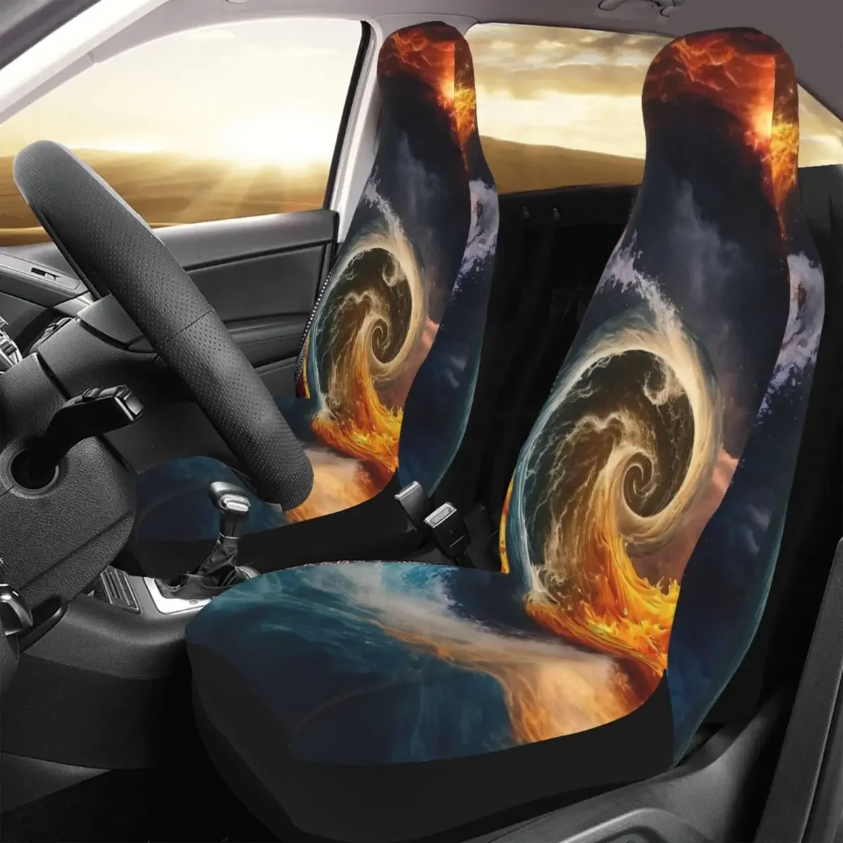 Elemental Storm Car Seat Cover Custom Printing Universal Front Protector Accessories Cushion Set