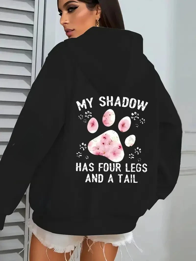 

2025 Autumn and Winter Shadow Four Legs A Tail_ Graphic Hooded Sweatshirt High-end Luxury Is for Both Men and Women Top Y2k
