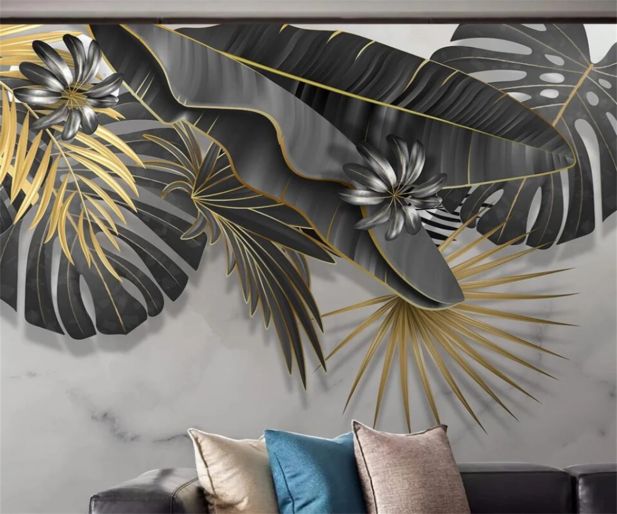 Custom size mural Tropical plants Forest TV sofa background wall Home decoration Forest leaves 3d wallpaper decorative painting