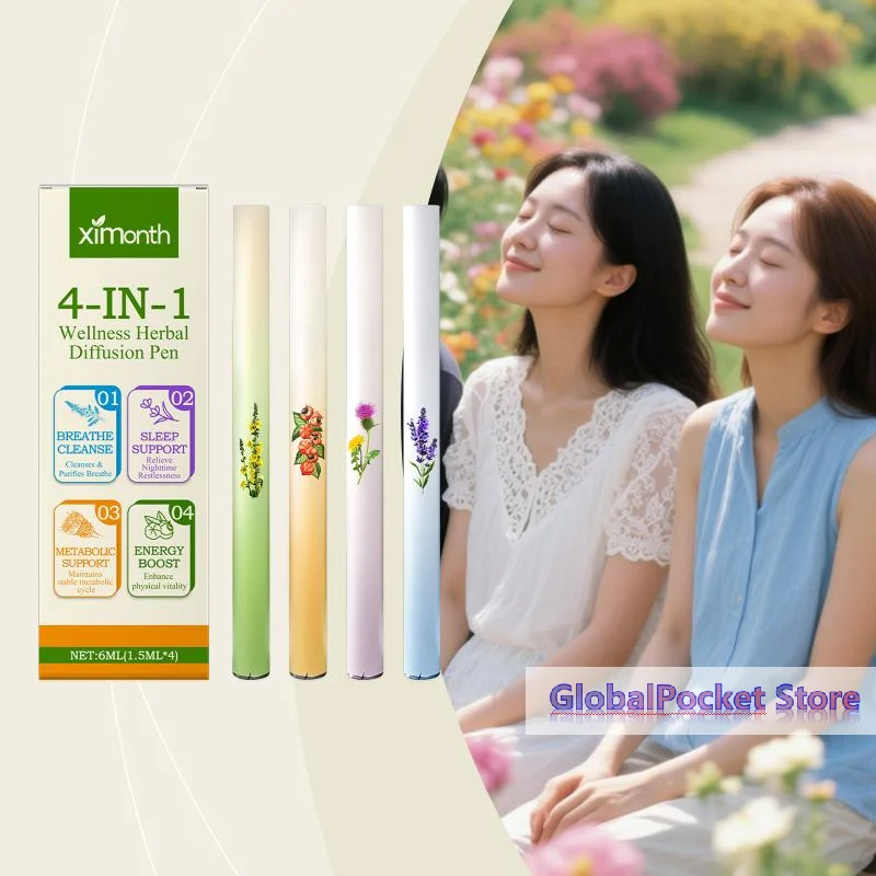 4 In 1 Herbal Diffuser Set Herbal Energy Bar Purifier Boost Clear Breathing Support With Mullein/Thyme/Mints Guarana/Green Tea