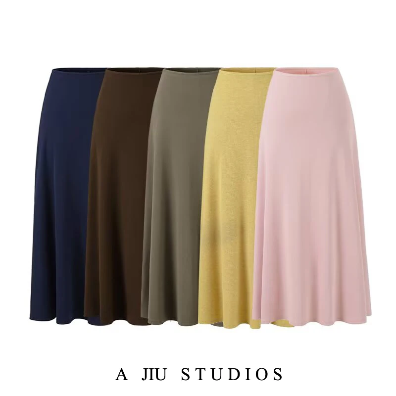 

High Waist A-Line Skirt Women's Elegant Slimming Maxi Skirt Pure Desire Style Back Split Half Body Skirt Girl's Fashion