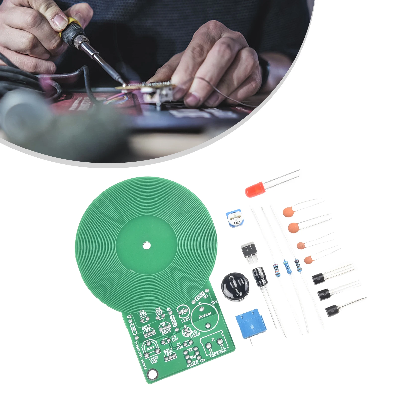 Functional Metal Detector Module Kit with Complete Set of Resistors Capacitors and Transistors for Full Build Experience