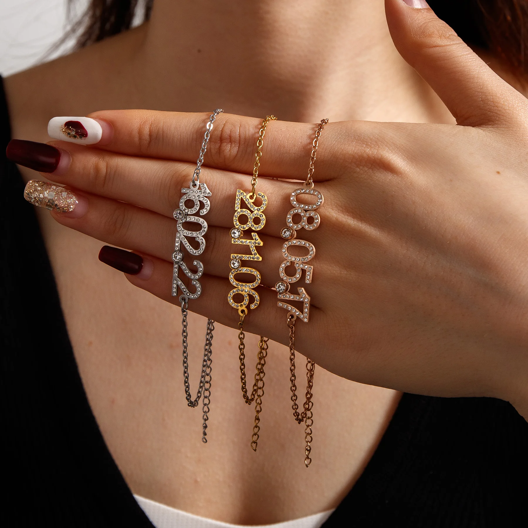 Acheerup Personalized Birthday Date Zircon Bracelet Stainless Steel Custom Letter Birthstone Chain Women Mom Jewelry Men Gift