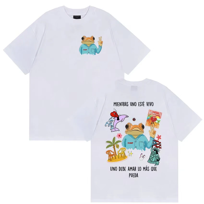 Camiseta del álbum Mientras Uno Está Vivo del rapero Bad Bunny, merchandising 2026, ropa para hombre y mujer, camiseta retro de algodón puro de alta calidad
