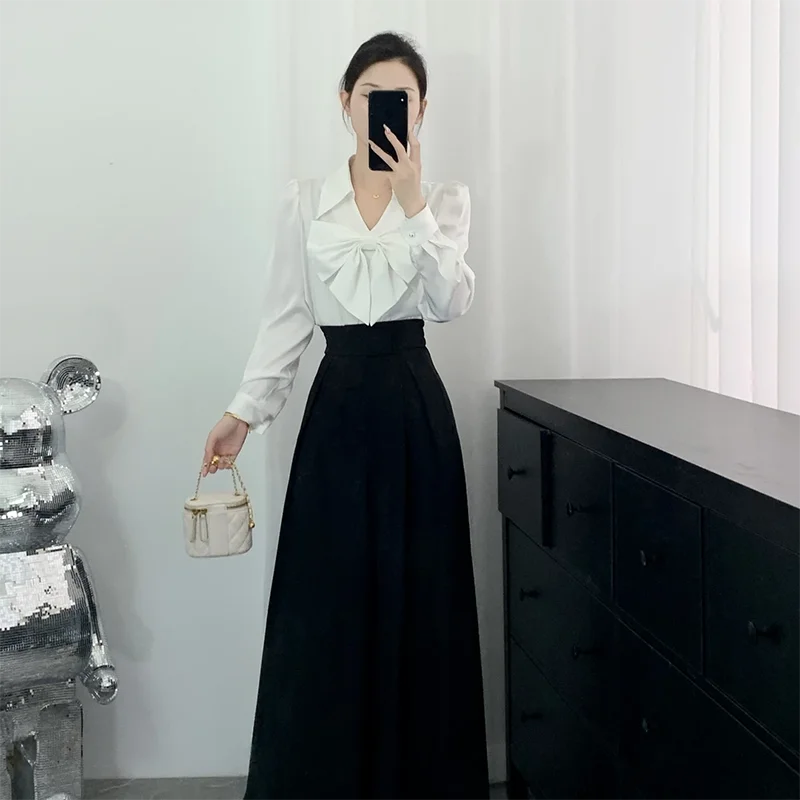 

Slimming High Waist Faion irt Skirt Pants Set Ele Spring New Arrival Two Piece Set for Women Luxury Sle Polyester F...