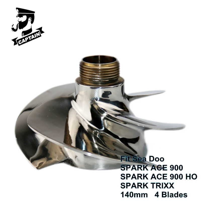 Captain Jet Ski Impeller for Seadoo SPARK HO SPARK TRIXX Jet Ski Accessories PWC Parts 267000948 2014-New 4 Blade Polished