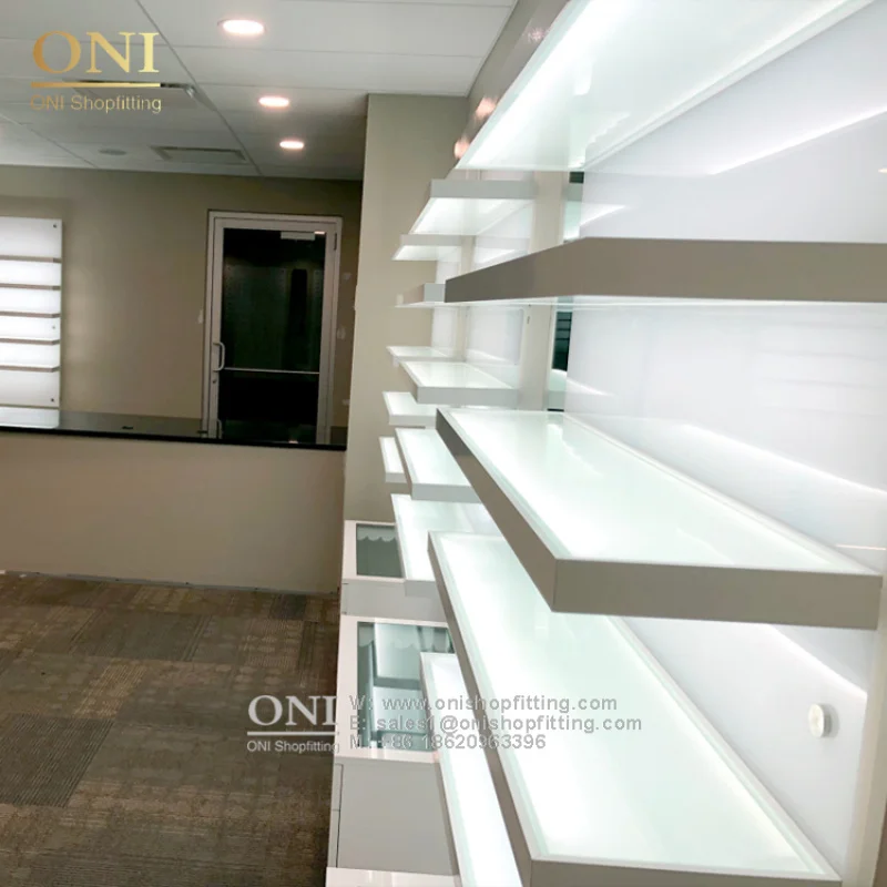 custom.CustomIzed Wall Mount Optical Frames Display Stands Glasses Display Cabinets With Lights Modern Optical Shop Display