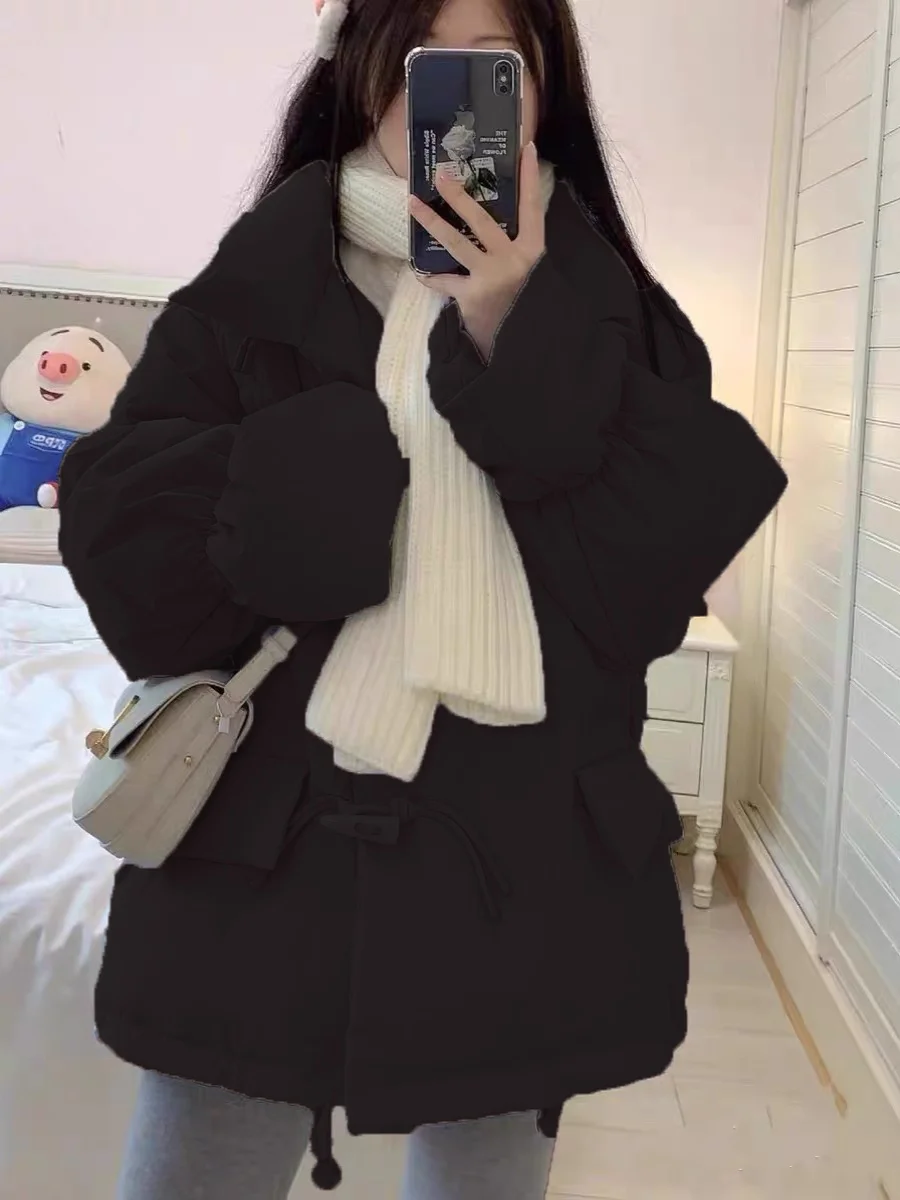 Giacca Puffer Ort da Donna 2025 Nuovo Modello Coreano Ampio Stile Autunno Inverno Cappotto in Cotone con Bottoni