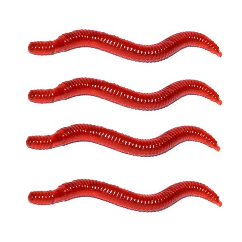 100pcs 3.7cm Simulated Earthworm Soft Bait Red Worms Lure Sea Fishing Grass Carp Crucian Carp with A Fishy Smell Soft Bait