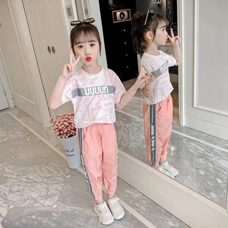 Kids Girl Casual Outfit Spring Autumn Children Hooded Coat+Trousers Fashion Teenager Student Sports Set Girls Boutique Clothes