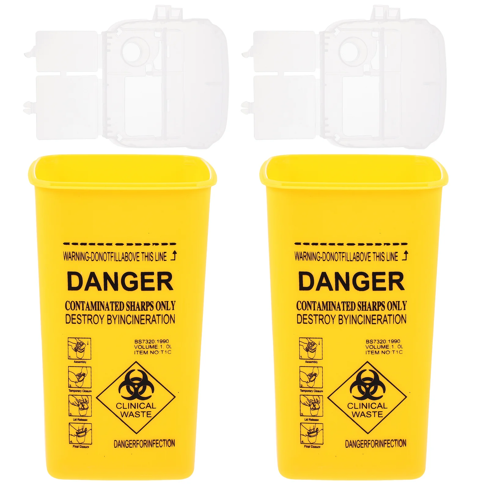 

2Pcs Tattoo Tools Sharps Container Thickened Plastic Disposal Box Multi-Function Reusable Sharps Bucket for Salon Clinic