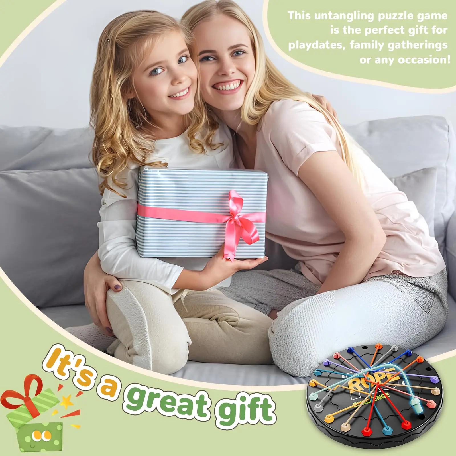 Brain Knots Rope Untangling Stack Puzzle Board Game for Autism ADHD Kids & Adult, Antistress Fidget Toy Family Travel Party Gift