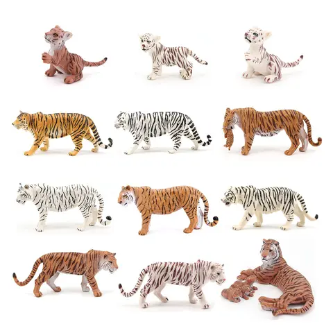 Toy Animals Figures Tiger Figurine Tigress Tigerkin Jungle Wild Animal figurines Action Figure Children Toy Games Kids Gifts Zoo