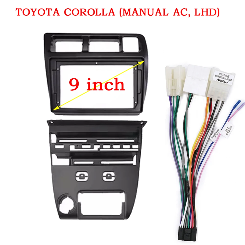 2 DIN 9 inch Car Fascia Radio Panel for TOYOTA Corolla, Sprinter 1991-1997 (Manual AT A/C, ) Dash Kit Facia Console Adapter