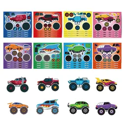 6-24Sheets Cool Monster Truck Sticker Kids DIY Make Your Own Car Sticker Cartoon Racing Tuck Puzzle Assembling Jigsaw Boys Toys