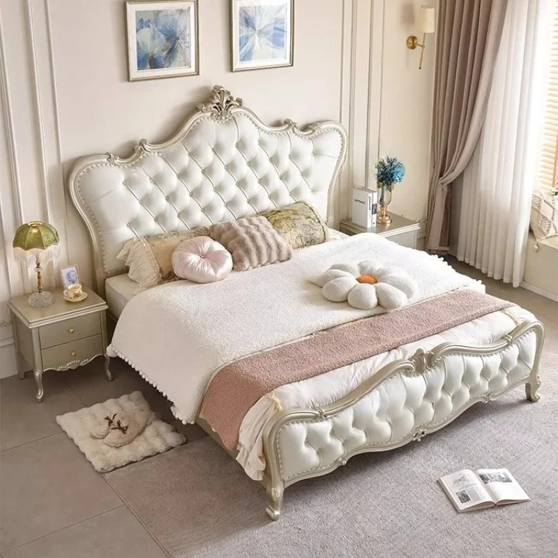 Headboards Queen Size Double Bed Wooden Pink Girls Double Bed Master Princess Camas De Matrimonio Dormitorio Home Furniture