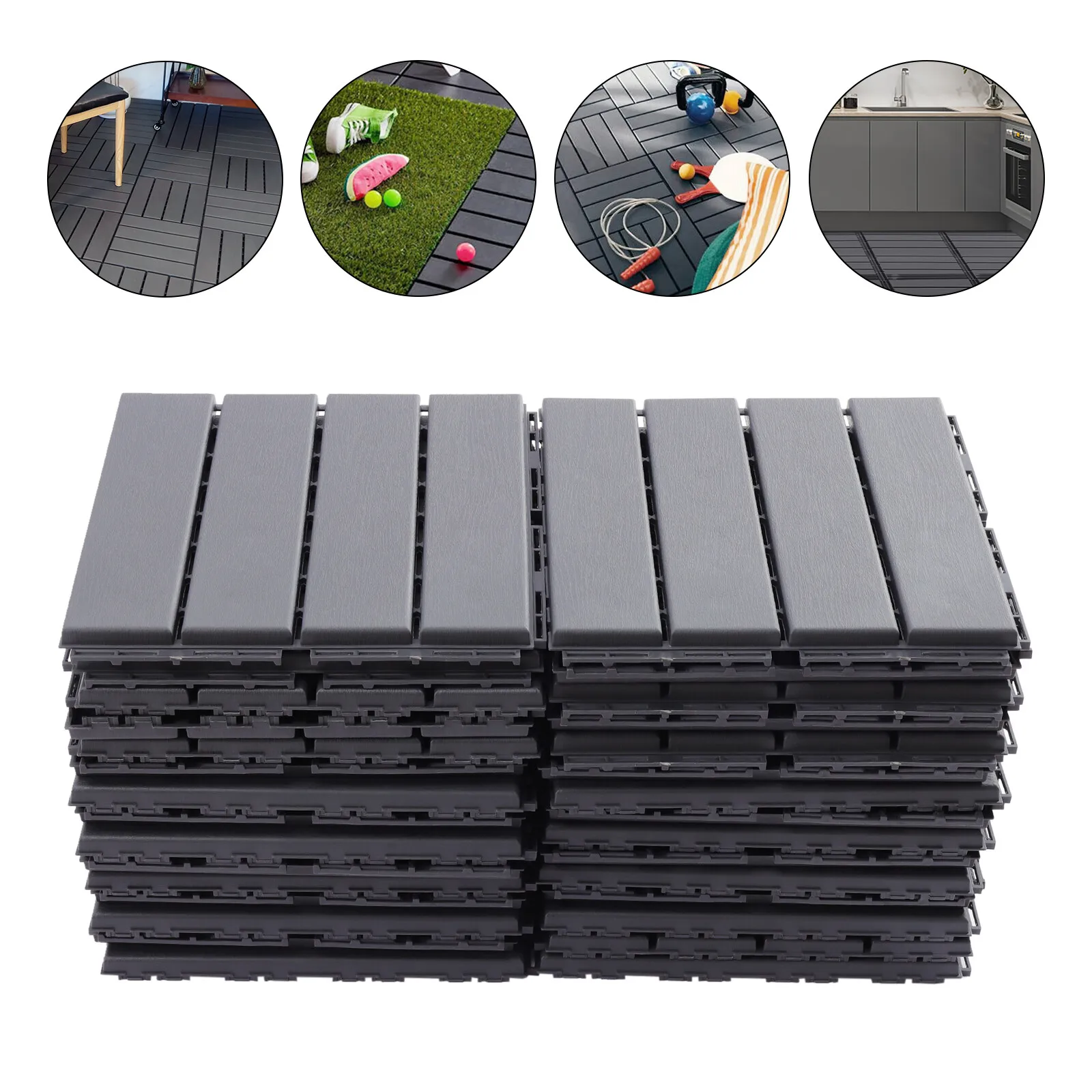 

Interlocking Deck Patio Tiles Outdoor Replacement Flooring Easy Assembly Anti Slip High Density PP Material