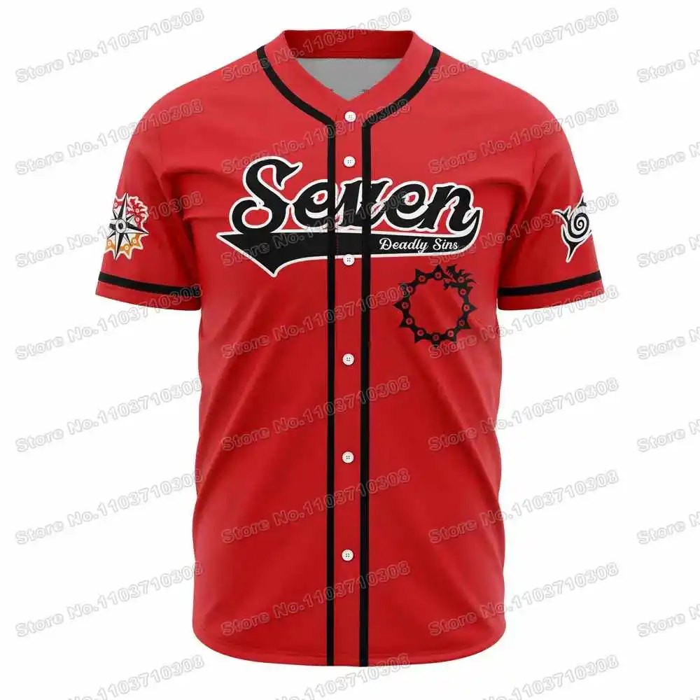 Deadly Sins Cartoon Anime Customizable Game Baseball Golf Fishing  Camping Jersey Shirt T-shirt Printing Personal name Number