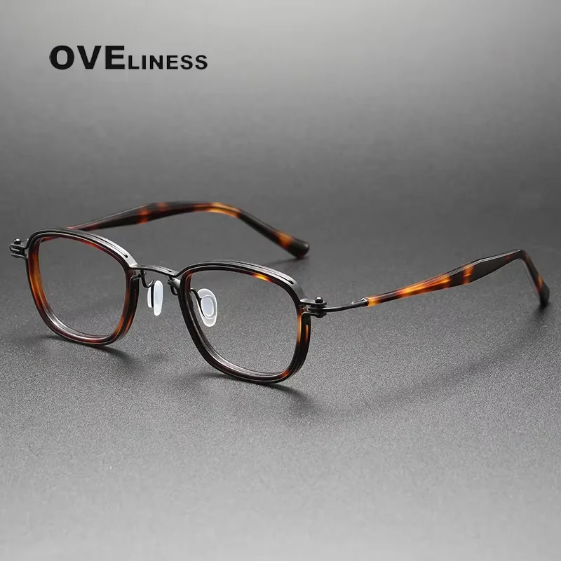 

2025 Acetate Titanium Glasses Frame for Men male female Vintage Retro Square Eyeglasses frames Women Eyewear spectacles
