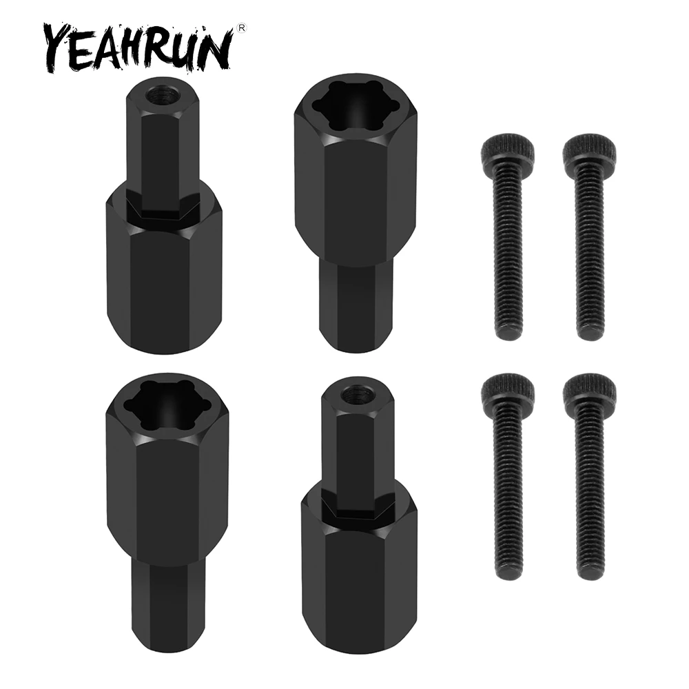 YEAHRUN 4 unidades de liga de alumínio 5mm adaptadores estendidos de cubo de roda hexagonal + conversão de 12,5 mm para WPL C34 C24 1/16 RC peças de atualização de carro