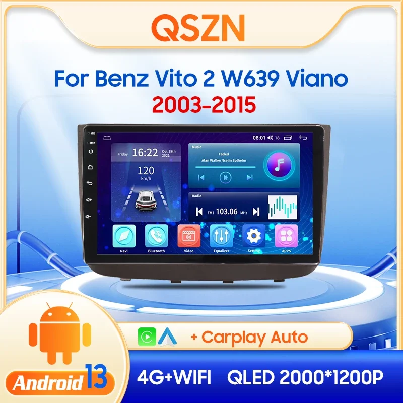 

QSZN For Benz Vito 2 W639 Viano 2003-2015 Multimedia Video Player 2din Android 13.0Car Radio GPS Navigation 4G Carplay Head unit