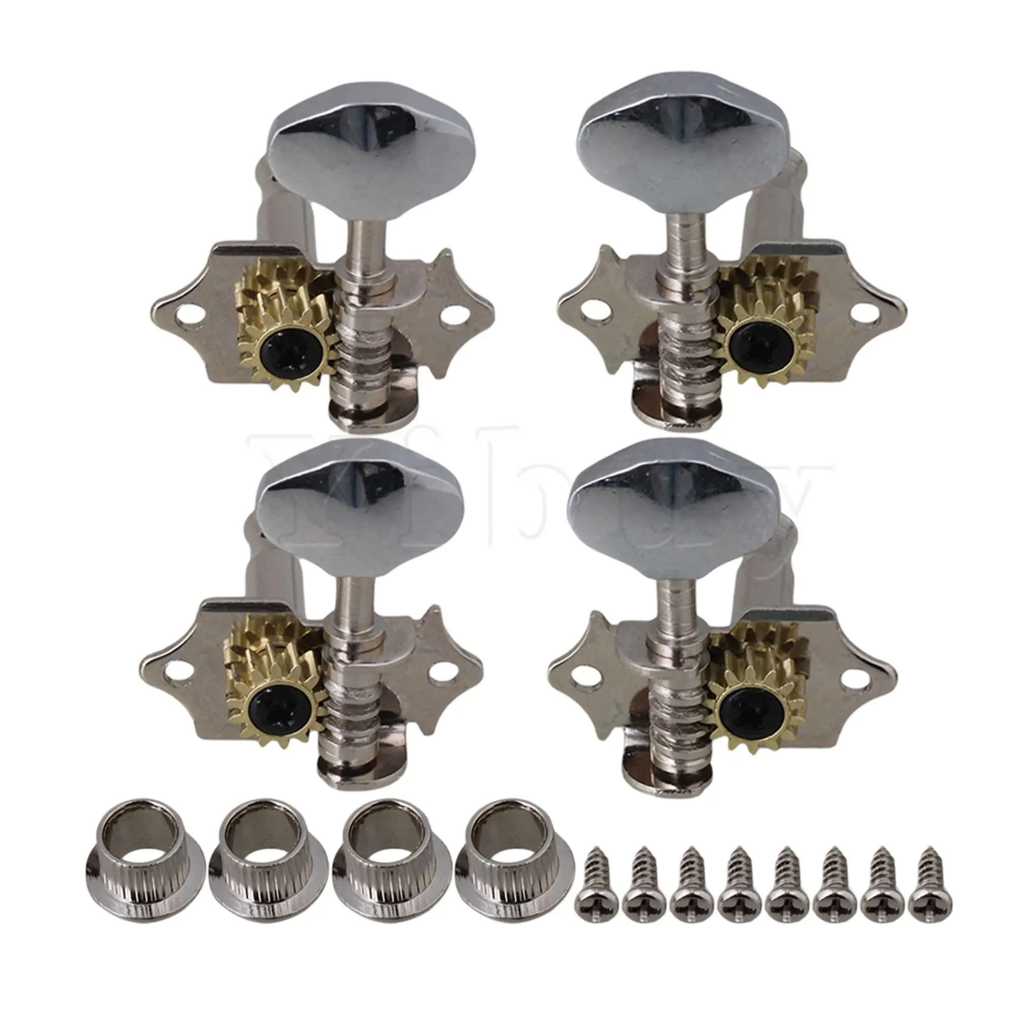 

Yibuy 10 Set of Chrome Tuning Pegs Machine Heads 2R2L for Ukulele 4 String Guitar