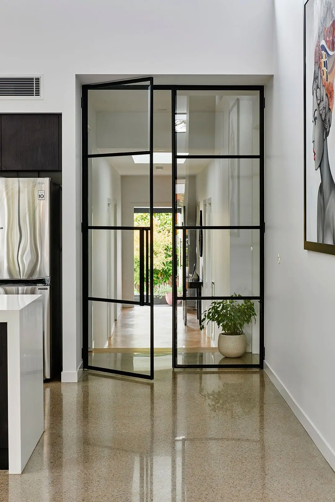 Double Door Minimalist Slim Aluminium Frame Modern Design Glass Doors Aluminum Casement Door for Home Room Sound Insulation