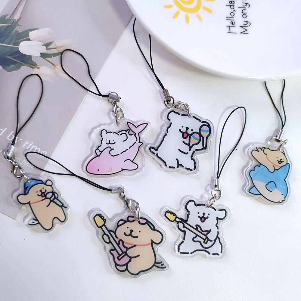 6pc Hot Sweetly Dog Phone Chain Car Bag Pendant KeyRing  Art Souvenir Women Girls Party Favors Gift for School Good Friend