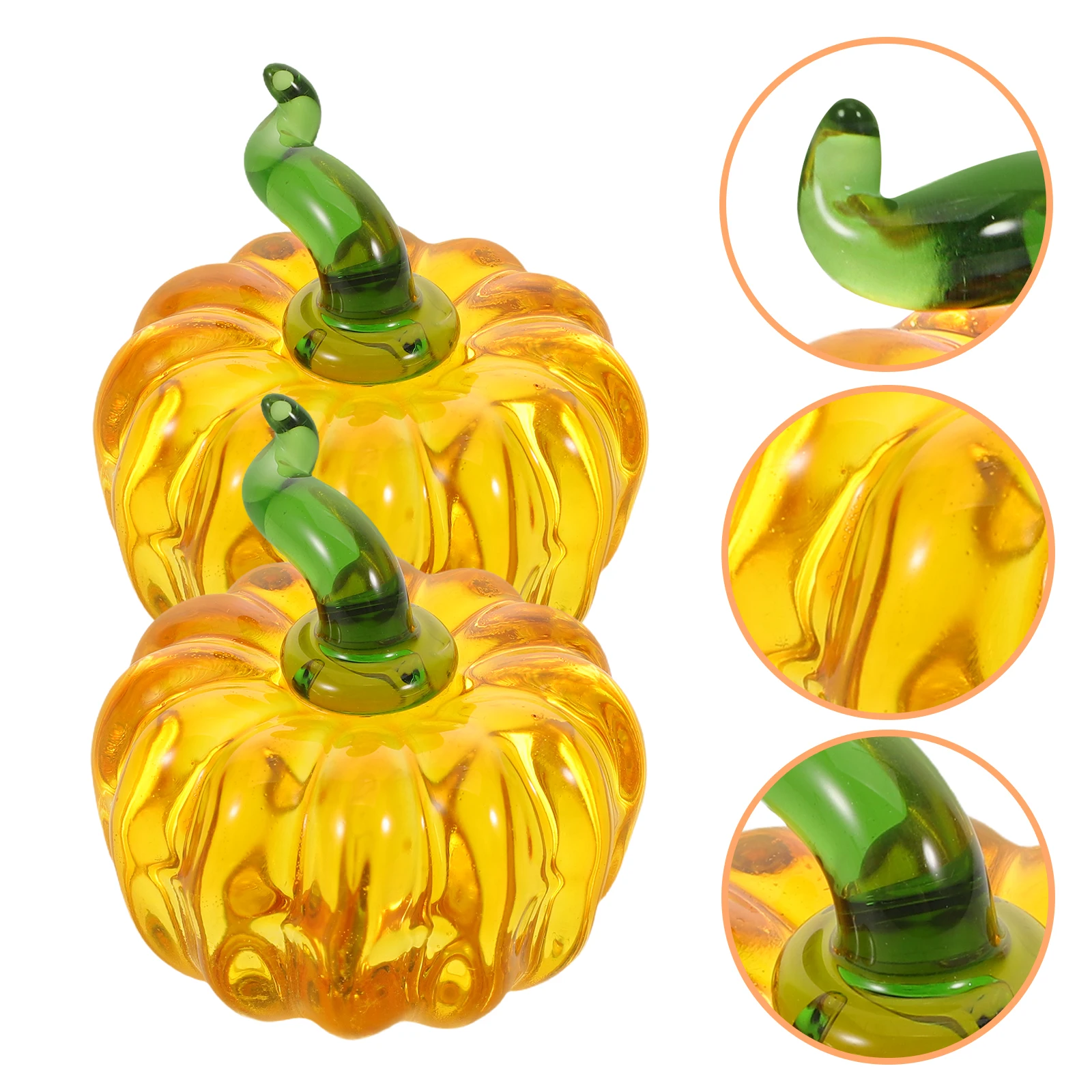 

4Pcs Crystal Artwork Pumpkins - Sophisticated Mini Decor for Scene Layout Harvest Festival Thanksgiving and Halloween