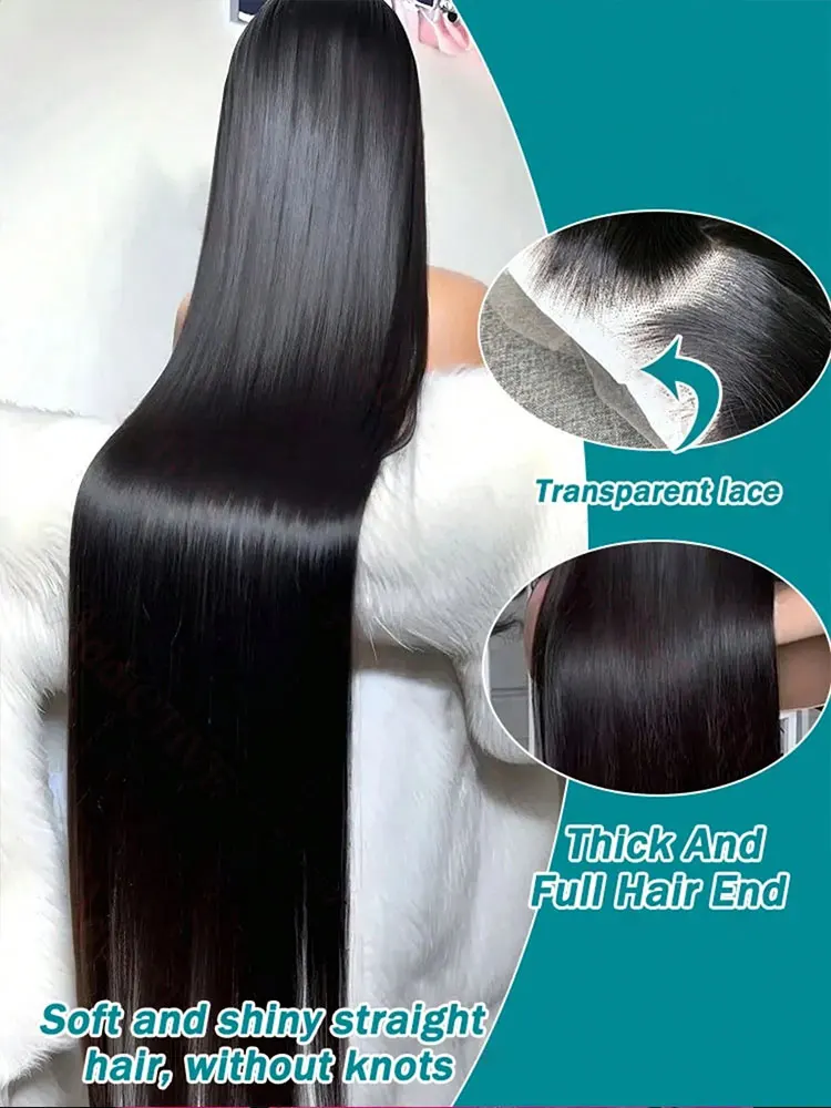 42 Inch 250% Density 13x4 13x6 Lace Frontal Wig For Black Women Brazilian Wigs Human Hair 5x5 gluess  wigs Bone Straight