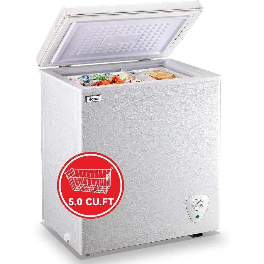 

5.0 Cu.Ft Chest Freezer WANAI Deep Freezers Large Storage with 7 Temperature Control Settings Ultra Low Noise Operation Removab