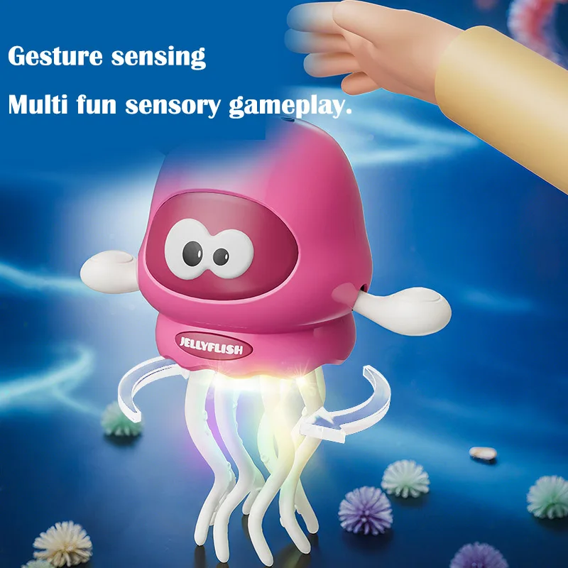 Juguete de pulpo para baile, pesca, baile, calamar, eléctrico, automático, con luces, música, electrónica para gatear, juguetes interactivos de dibujos animados para mascotas