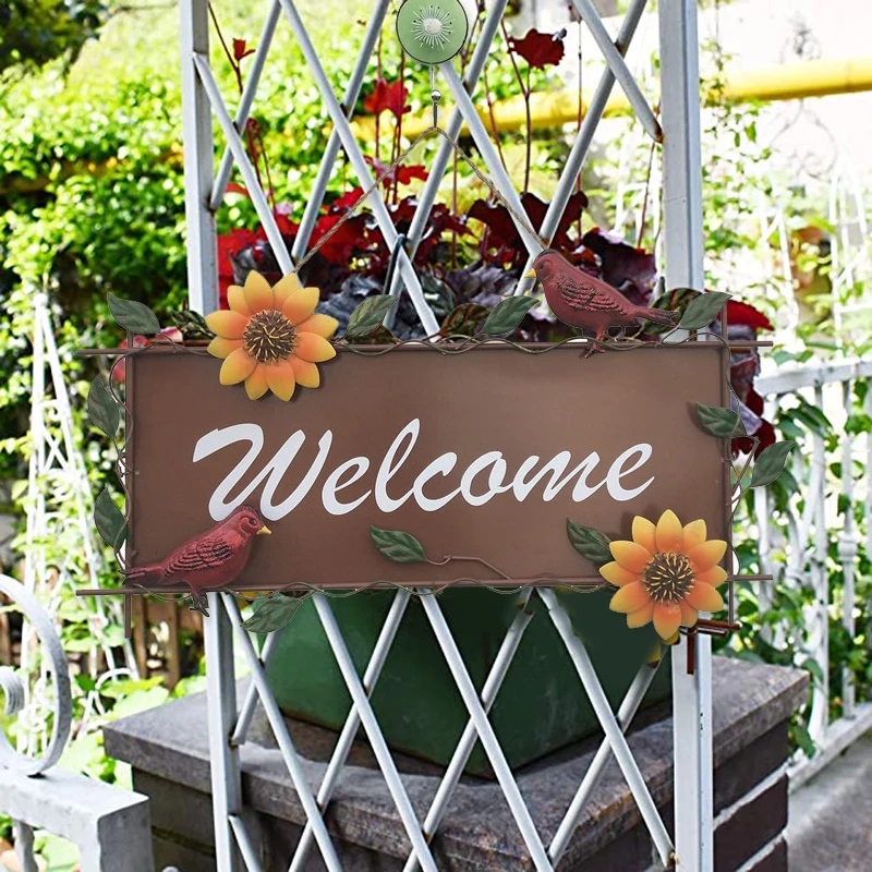 Metal Welcome Signs For Outside Add Warm And Bright Feeling To Your House  For Garden