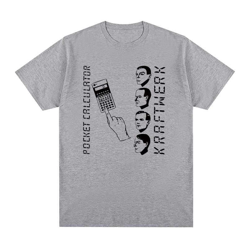Oversized White Kraftwerk T Shirt Men Women Fashion Retro "Pocket Calculator" Print Short Sleeve Casual Cotton T-shirts Vintage view 3