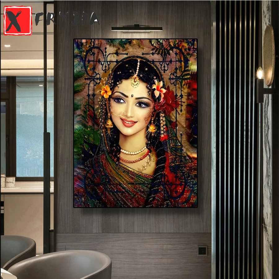 Diamond Embroidery Indian classical beauty Rhinestones Diamond Painting Full Square round drill Mosaic Cross Stitch Wall Art