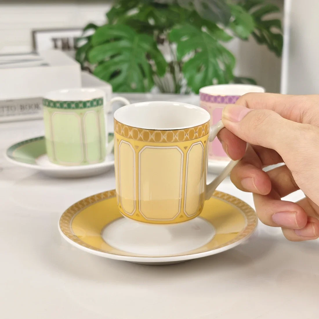4pcs a set mini ceramics espresso cup with saucer