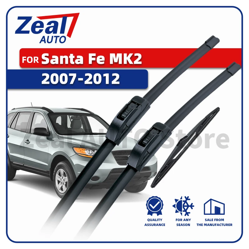 

LHD Front Rear Wiper Blades For Hyundai Santa Fe MK2 CM 2007-2012 2008 2009 2010 2011 3Pc Windshield Accessories 24"18"14" Brush