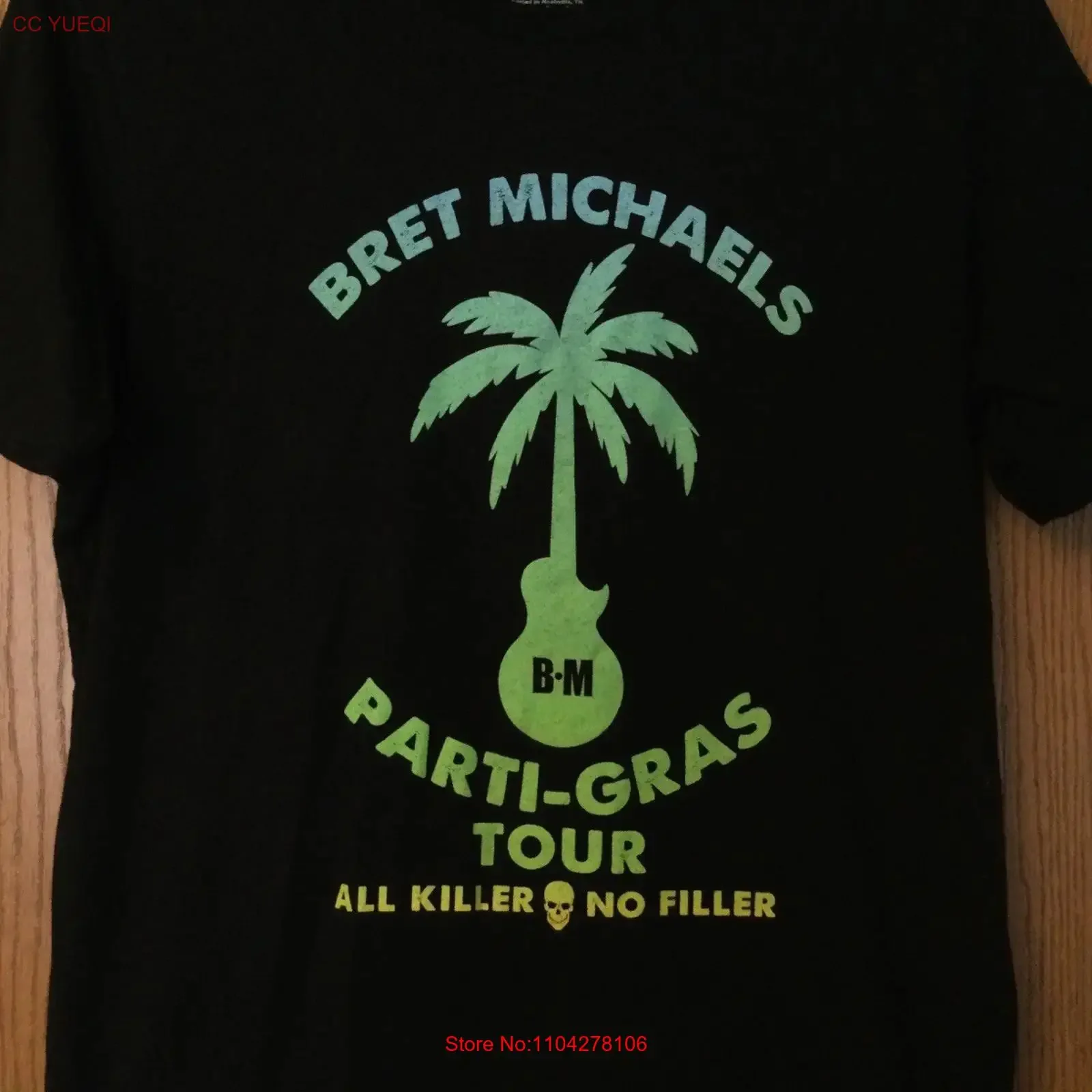Bret Michaels Parti Gras Tour Black T Shirt With 2023 VIP Pass XL vintage Washed designer clothes Slightly Stylish
