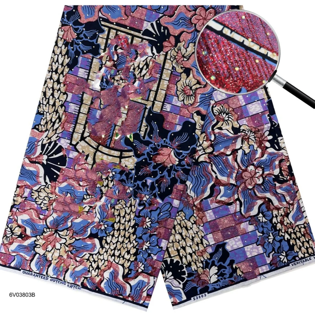 2026 New Style Nigeria Stonk Golden- Wax Print Fabric High Quality African Wax Fabric for Patchwork, Clothing & DIY" TT6 view 3