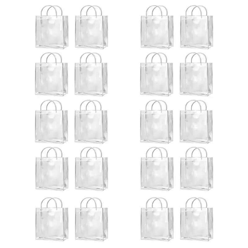 

ABKW-20 шт. прозрачные подарочные пакеты с ручками водонепроницаемые сумки для покупок из ПВХ для ювелирных изделий, конфет, духов, рождественский подарок на свадьбу