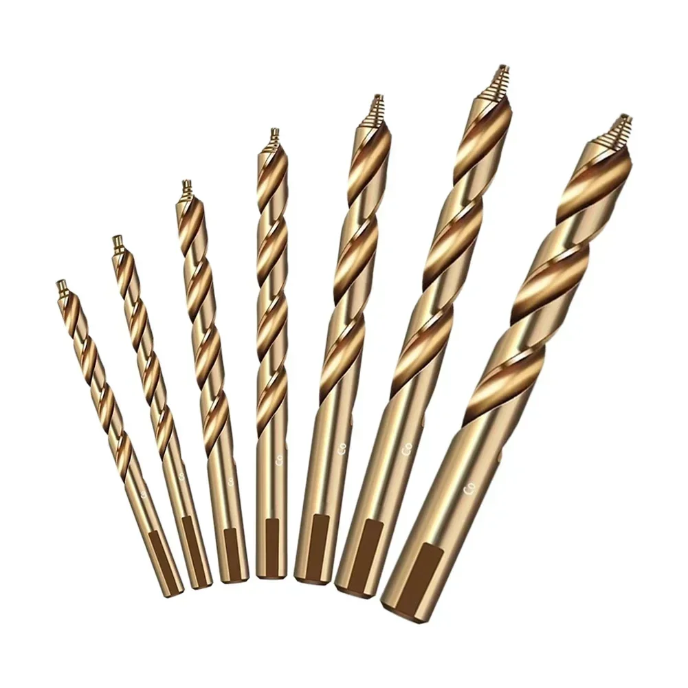 

Cobalt Straight Step Drill Bits for Stainless Steel 7pcs Set Step Handle Pattern Design Double Spiral Chip Removal